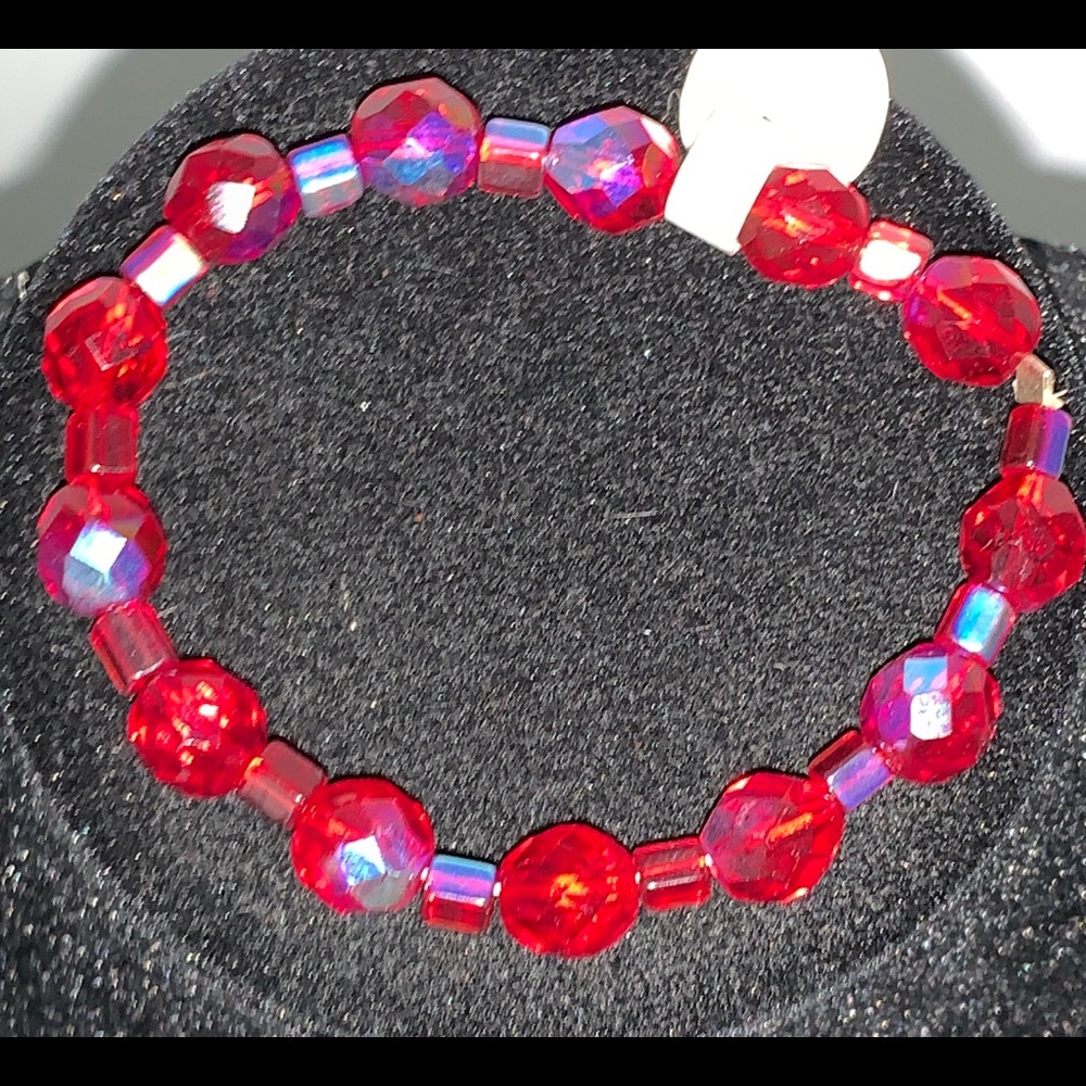 Antique Crystal AB Beaded Stretch Bracelet